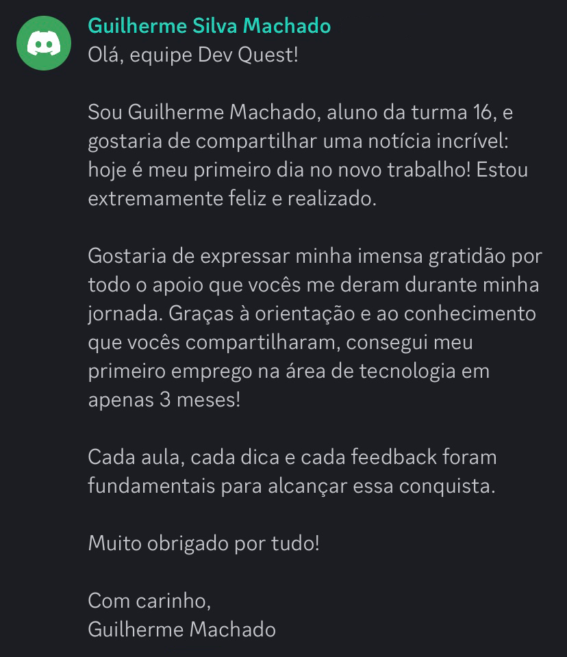 Depoimento de aluno