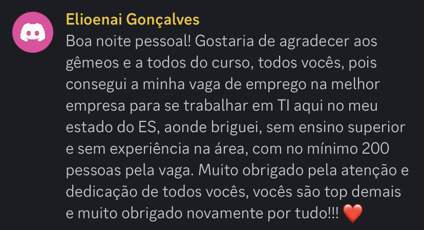 Depoimento de aluno