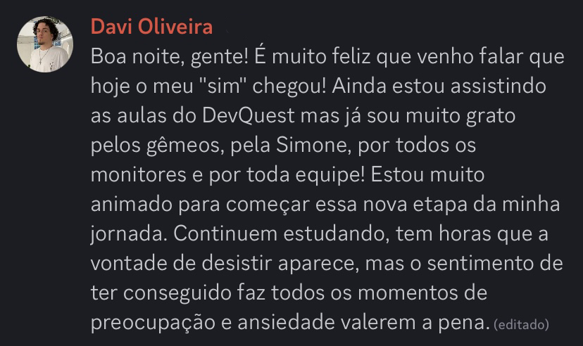 Depoimento de aluno