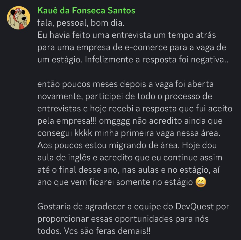 Depoimento de aluno