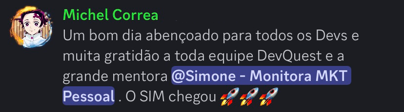 Depoimento de aluno