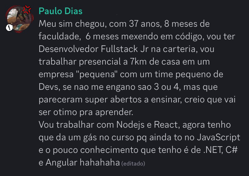 Depoimento de aluno