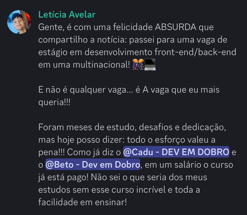Depoimento de aluno