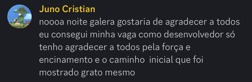 Depoimento de aluno